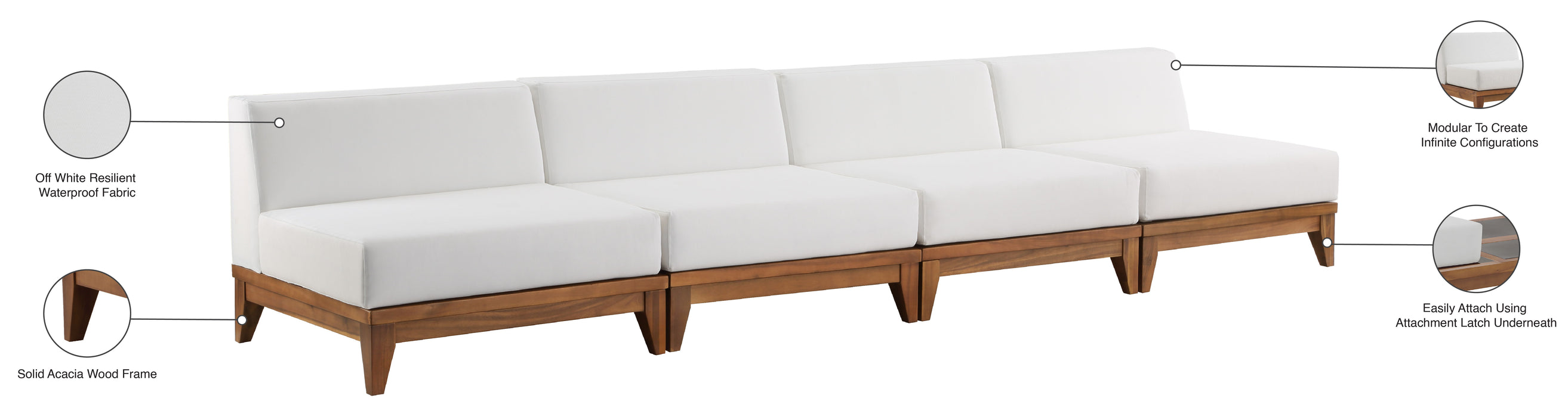 Rio - Modular Sofa 4 Seats - Off White - Fabric - Modern & Contemporary