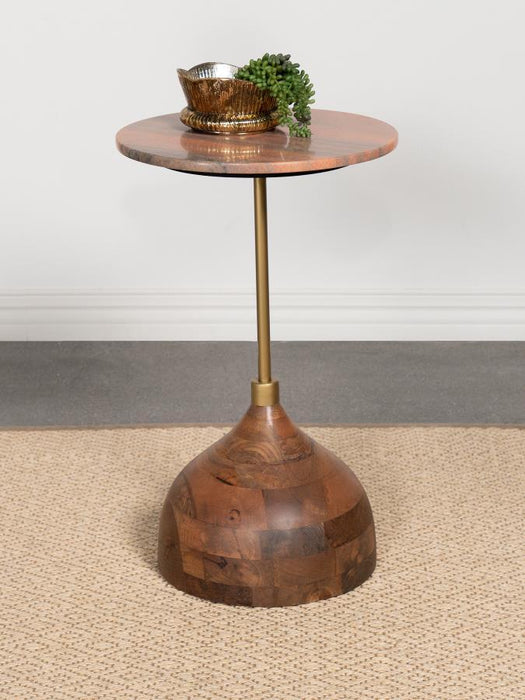 Colima - Round Wood Top Side Table - Peach