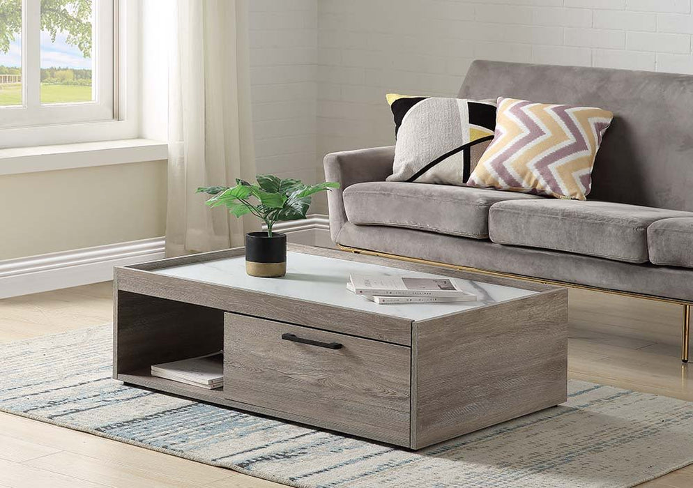 Walden - Coffee Table - Faux Marble Top & Gray Oak Finish