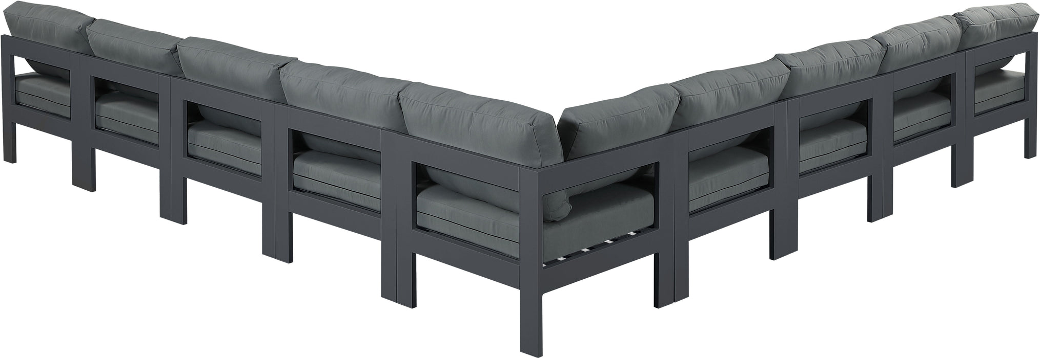 Nizuc - 9 Piece Outdoor Patio Modular Sectional - Grey - Fabric