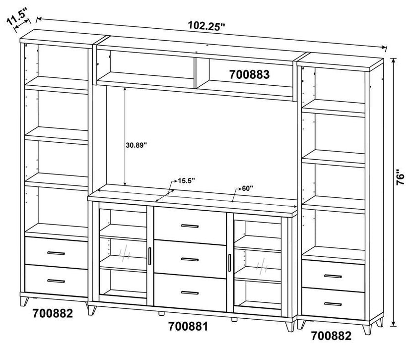 Lewes - 4 Piece TV Entertainment Center - Cappuccino