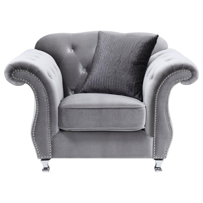 Frostine - Button Tufted Chair - Silver