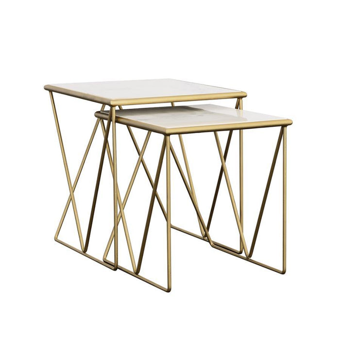 Bette - 2 Piece Nesting Table Set - White And Gold