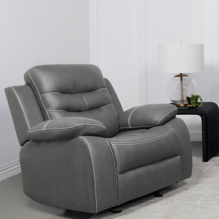 Nova - Upholstered Glider Recliner Chair - Dark Grey