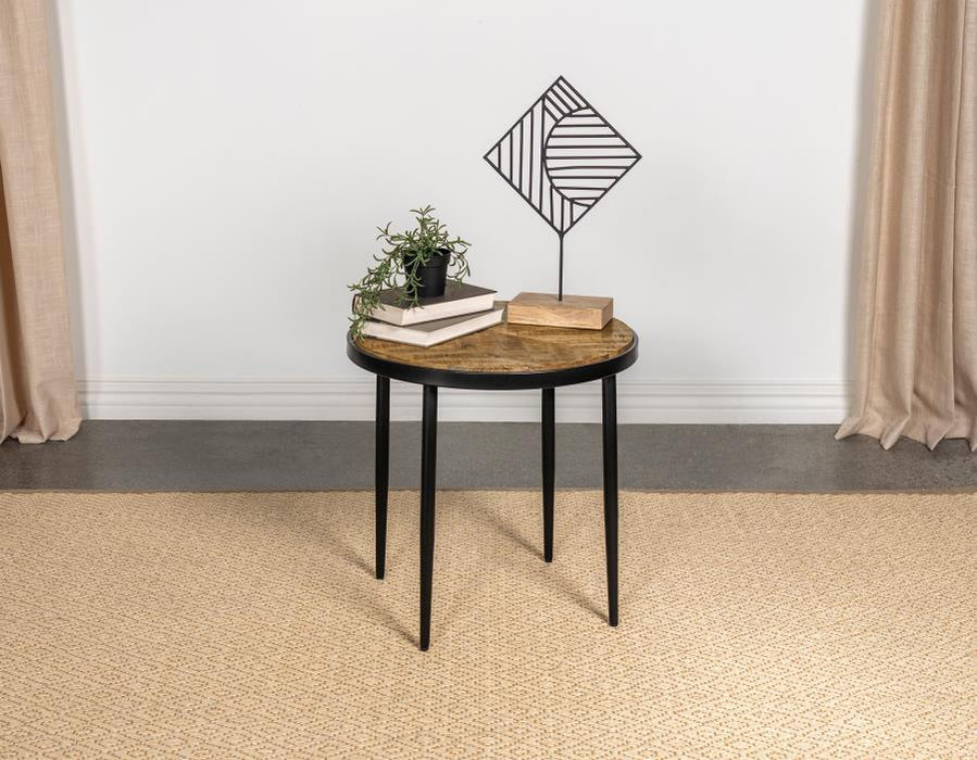 Hayden - Metal Round Side Table - Natural Mango And Black