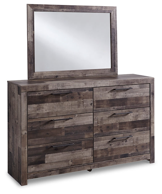 Derekson King Panel Headboard with Mirrored Dresser and 2 Nightstands