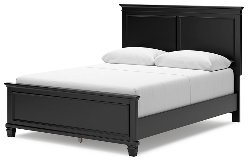 Lanolee Queen Panel Bed with Mirrored Dresser, Chest and Nightstand