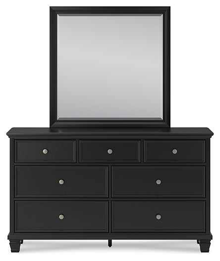 Lanolee Full Panel Bed with Mirrored Dresser and 2 Nightstands