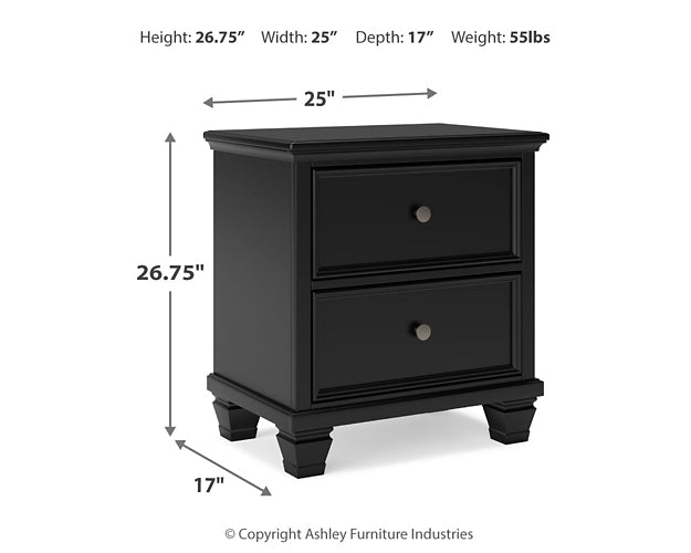 Lanolee King Panel Bed with Mirrored Dresser, Chest and Nightstand