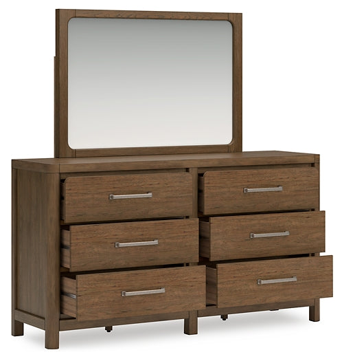 Cabalynn King Panel Bed with Storage with Mirrored Dresser and Nightstand